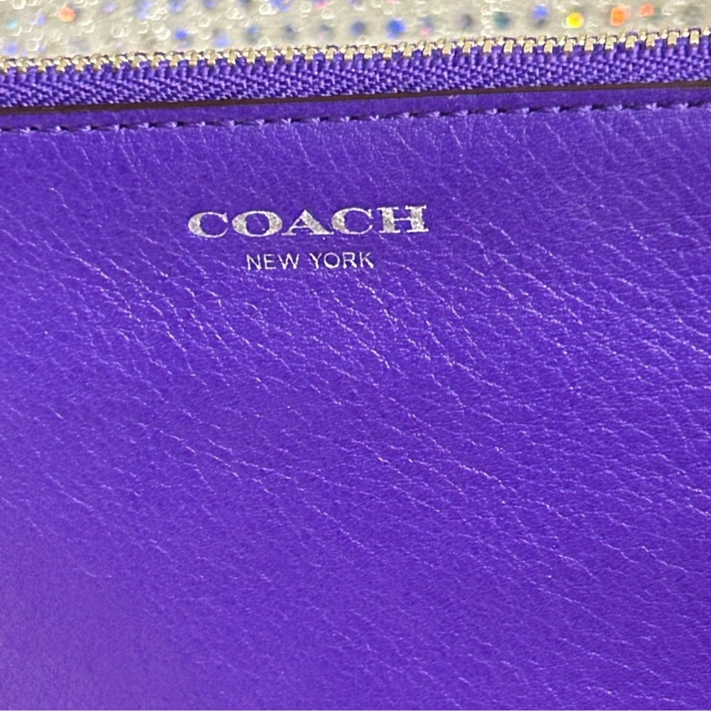 NWOT Coach Purple Leather Wristlet with Tassel Design - Picture 9 of 14